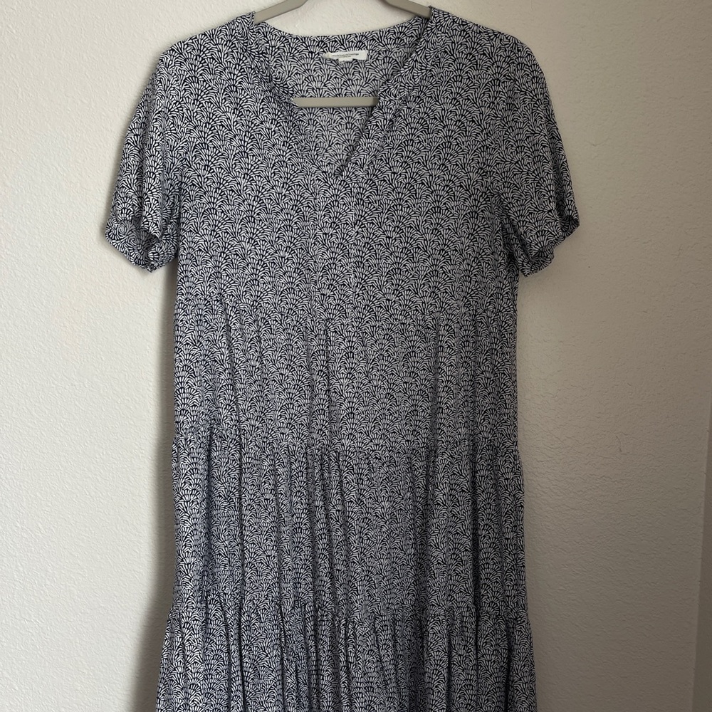 Navy and White Midi Dress